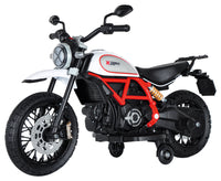 Moto Elettrica per Bambini Licenza Ufficiale Ducati Scrambler 12V 3,5Ah Bianco