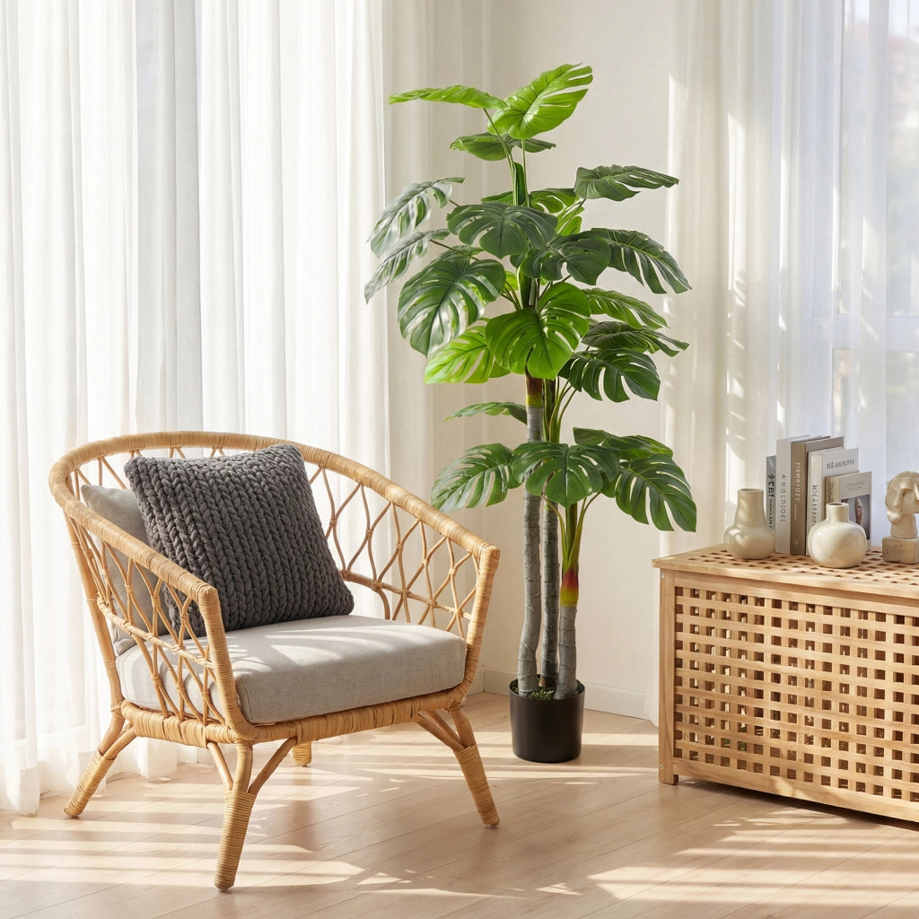 Pianta Artificiale Monstera con Vaso ¨C Zephmum ¨C Verde H 150 cm
