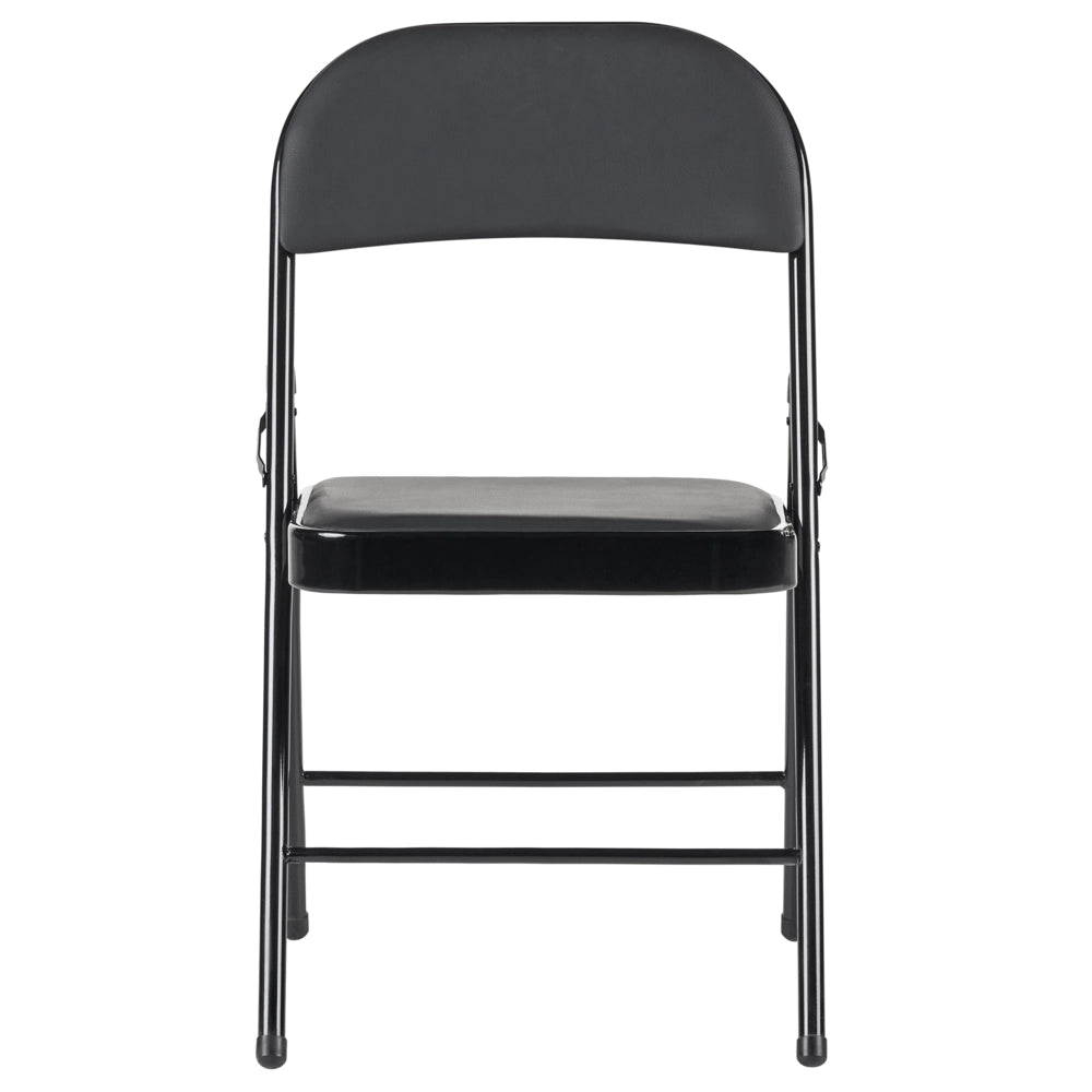 Set di 4 sedie pieghevoli con struttura in metallo nero e seduta e schienale imbottiti in tessuto PU sedute ribaltabili