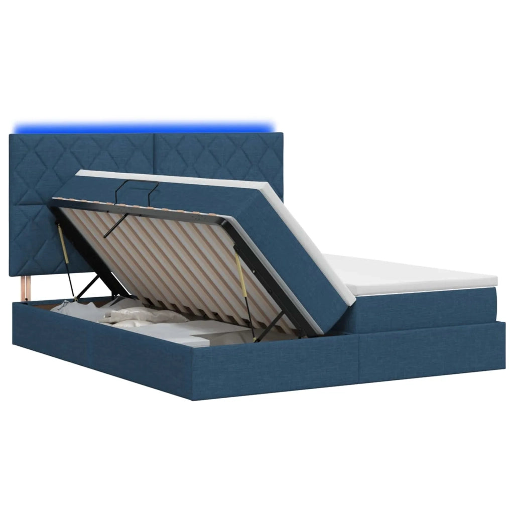 Letto con contenitore LED e materasso Blu 180 x 200 cm Tessuto 3460247