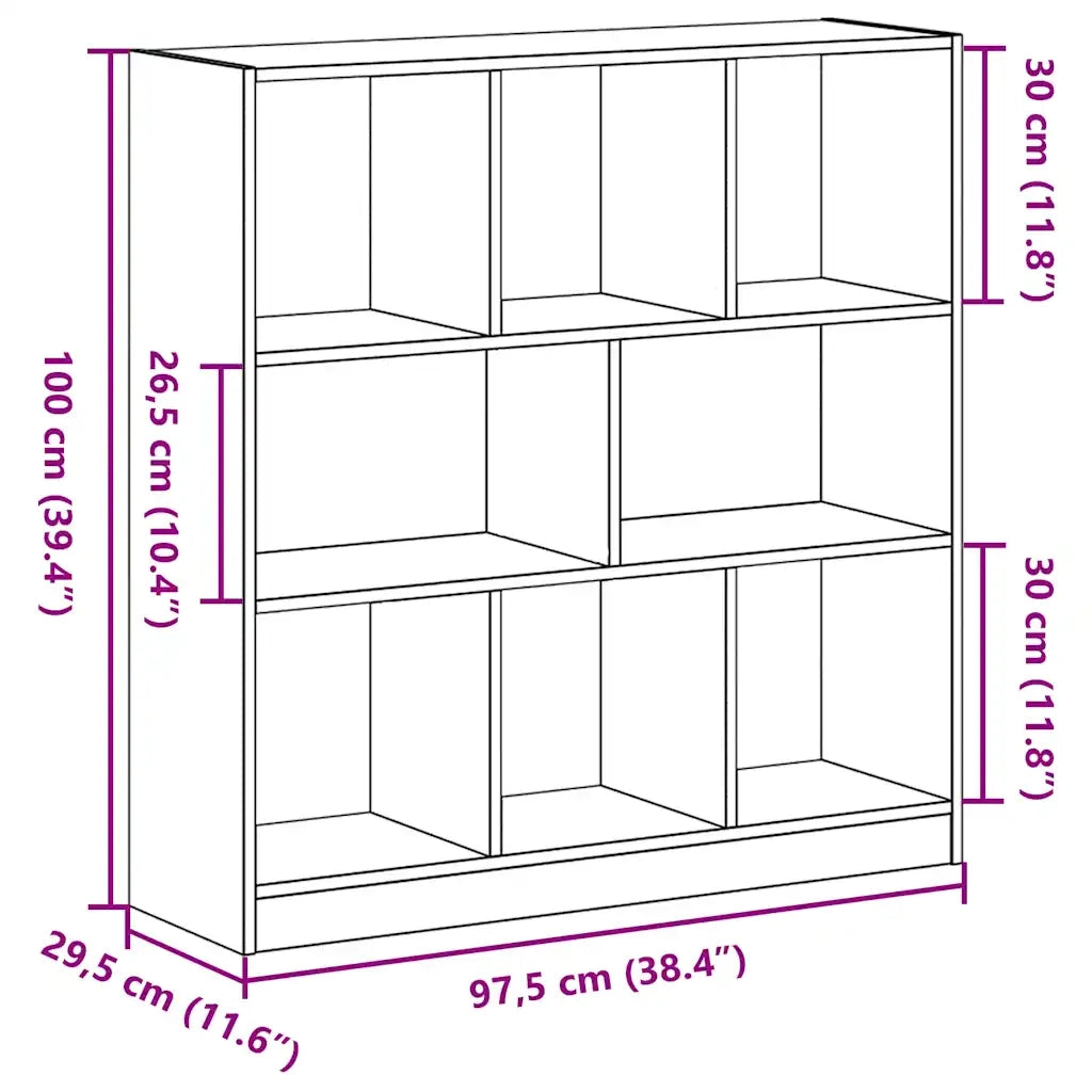Libreria Rovere Nero 97,5x29,5x100 cm in Legno Multistrato 862403