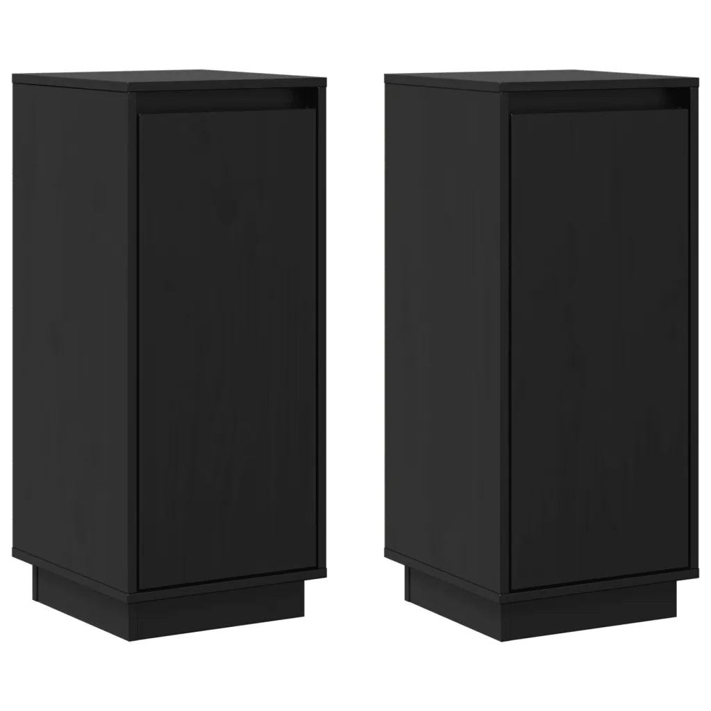 Credenze 2 pz Nere 31,5x34x75 cm in Legno Massello di Pino cod mxl 20452