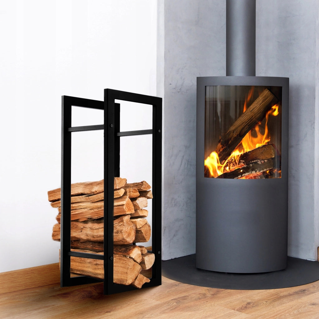 KADAX Supporto per legna da ardere in metallo, ampio ripiano solido, 90 cm