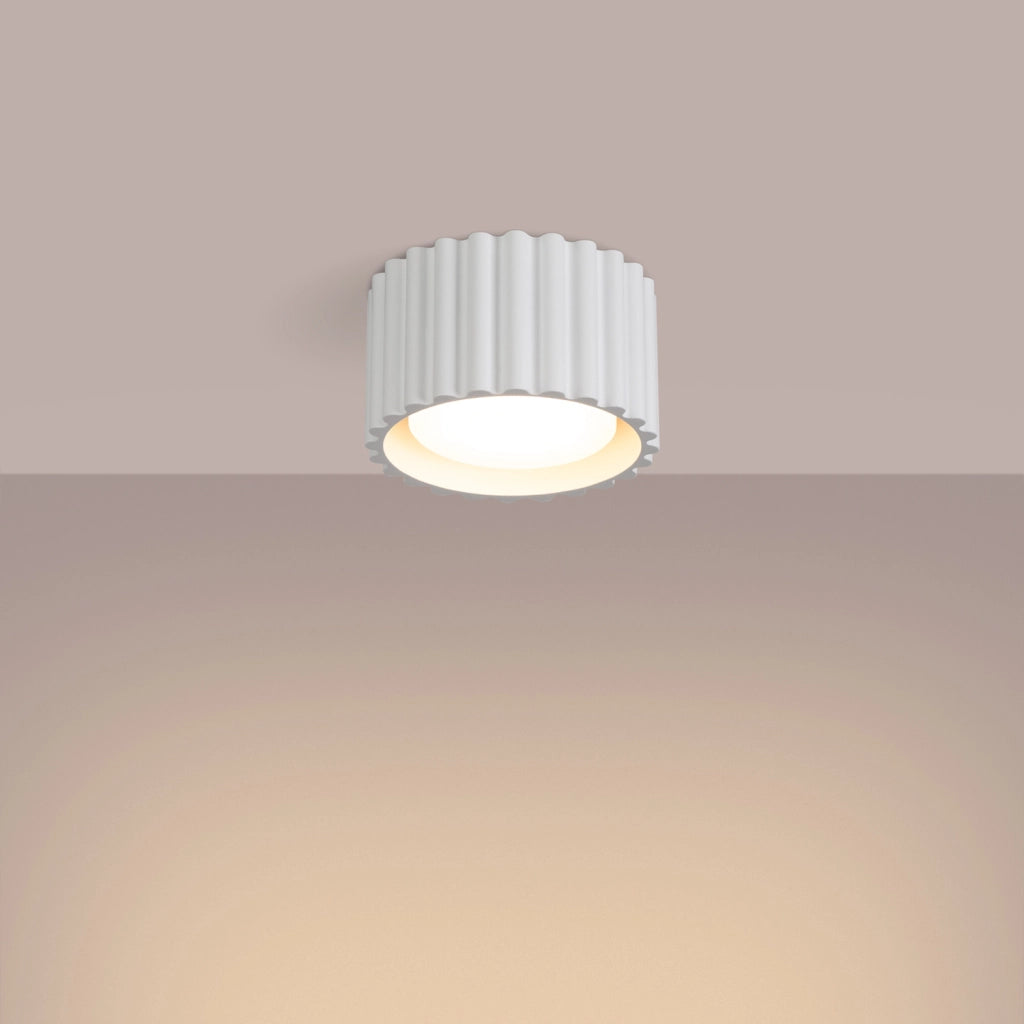 Spot soffitto moderno rigato tondo bianco 10cm GX53
