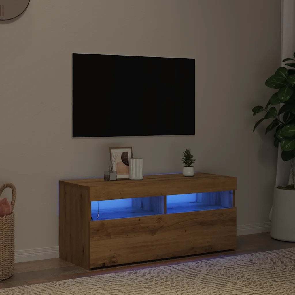 Mobile Porta TV con LED Artigianale 90x35x40 cm Multistrato