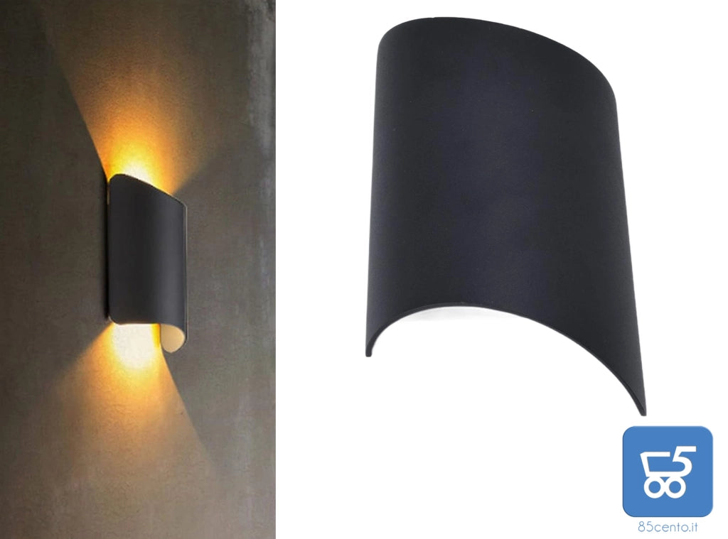 Lampada da Parete Applique  Nera a Prova di Umidità per Esterni e Interni 3000K Luce Calda