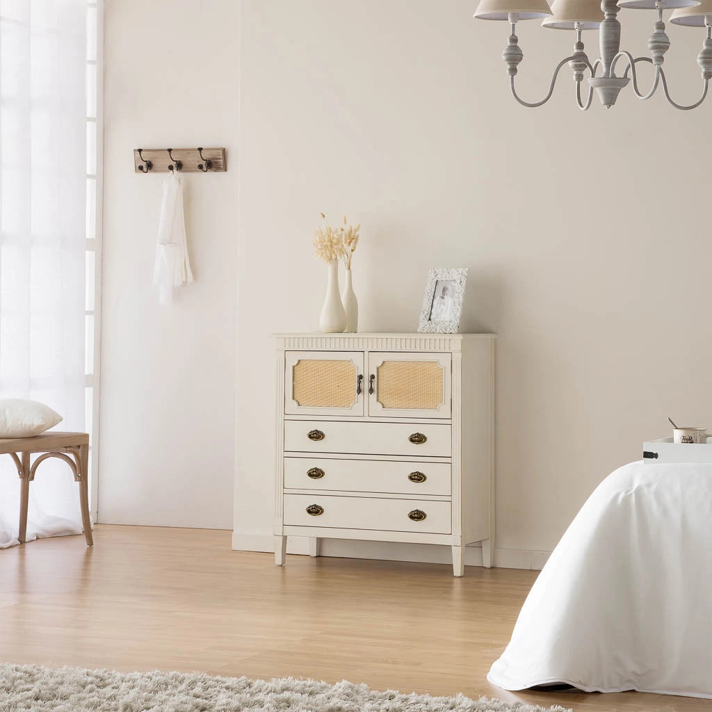 Cassettiera in legno bianco 82x36x90h