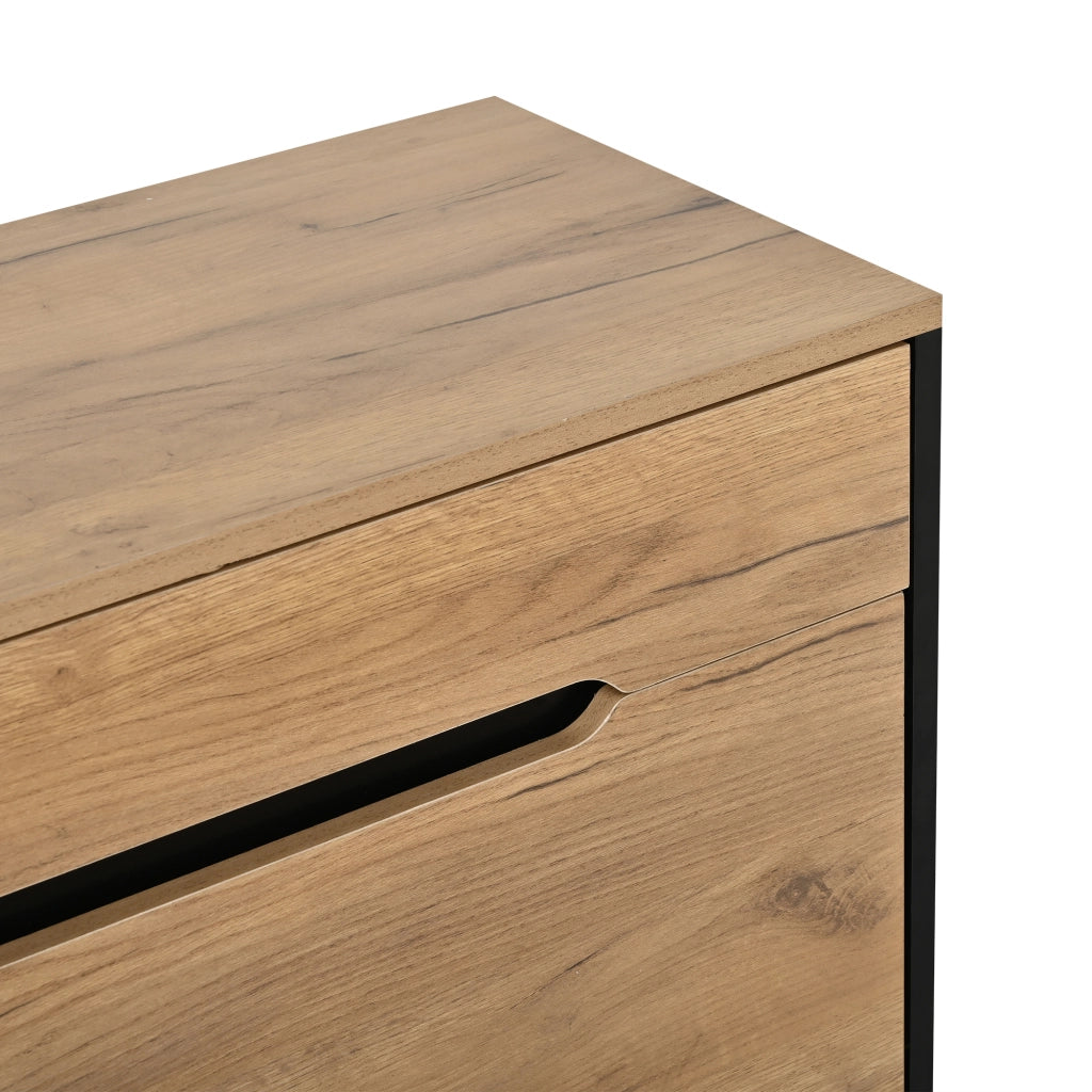 Mobile ingresso con specchio; 2 scarpiere; 1 cassetto e 4 ganci; in MDF e truciolare; nero e legno; 156×36×176 cm