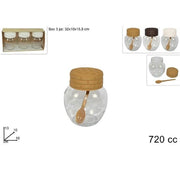 Trade Shop - Set 3 Pz Barattoli In Vetro 720cc Con Coperchio Cucchiaino Contenitori 720150 -