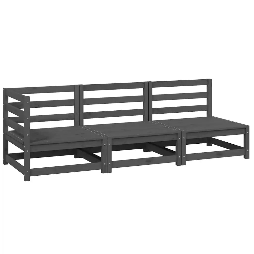 Salotto da Giardino-Set Divani da Giardino 3 pz Grigi in Legno Massello di Pino