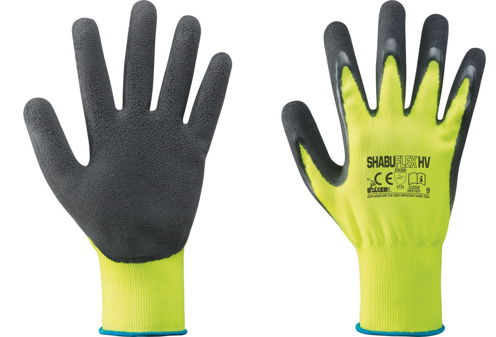guanti nylon/lattice giallo fluo/nero tg.9 cod:ferx.3221