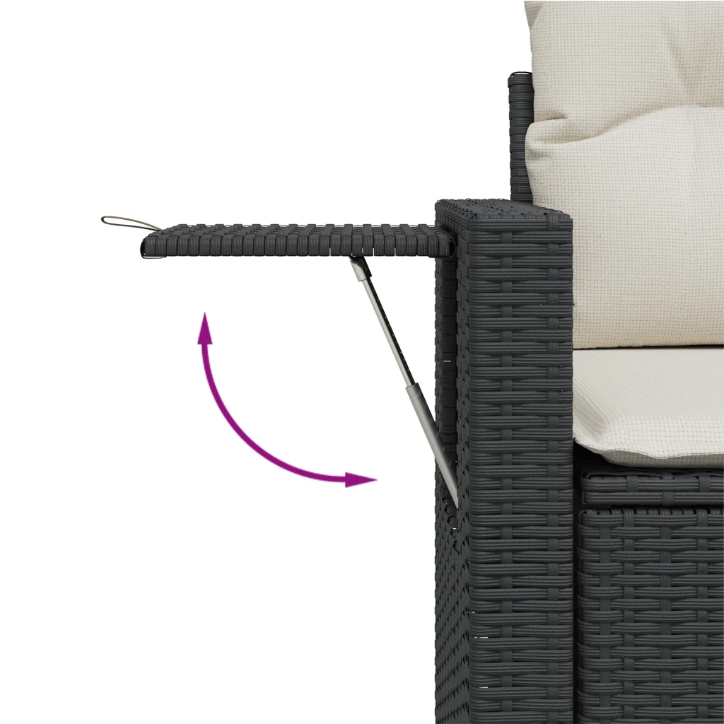 Set Divani da Giardino 5 pz con Cuscini in Polyrattan Nero 3220085