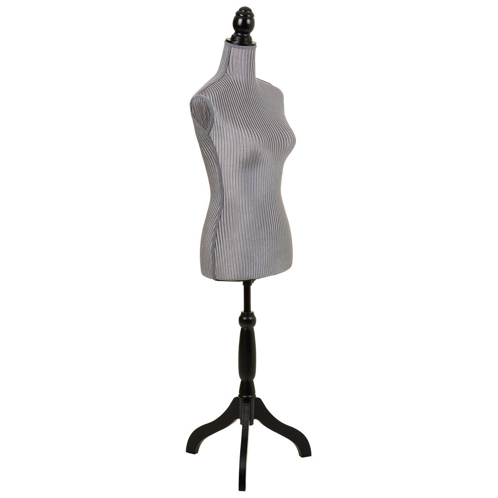 Manichino in legno e schiuma rivestito in tessuto grigio 24x37,5x168h