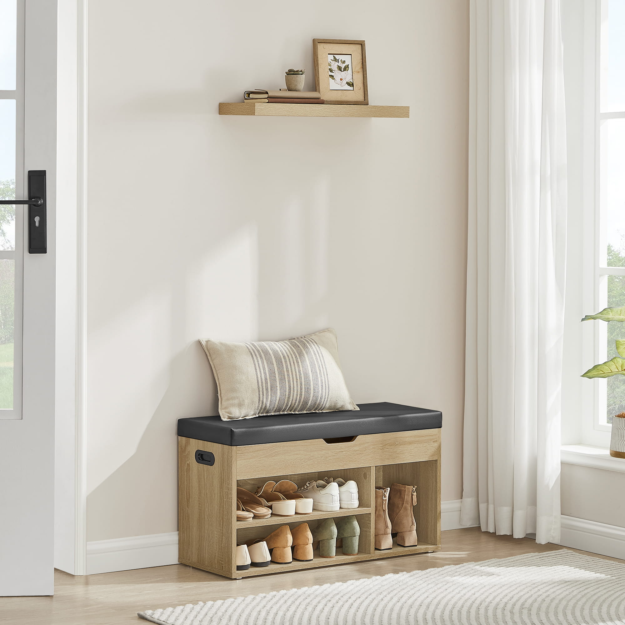 Scarpiera Valora con seduta e contenitore - Sonoma Black PU