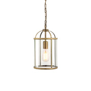 Lampada sospensione industriale ottone antico vetro E27 Endon