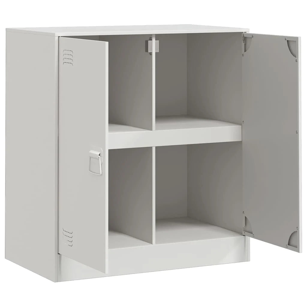 Buffet credenza cassettiera armadio mobile contenitore organizer per cucina soggiorno salotto 67 x 39 x 73 cm acciaio bianco 02_0030386
