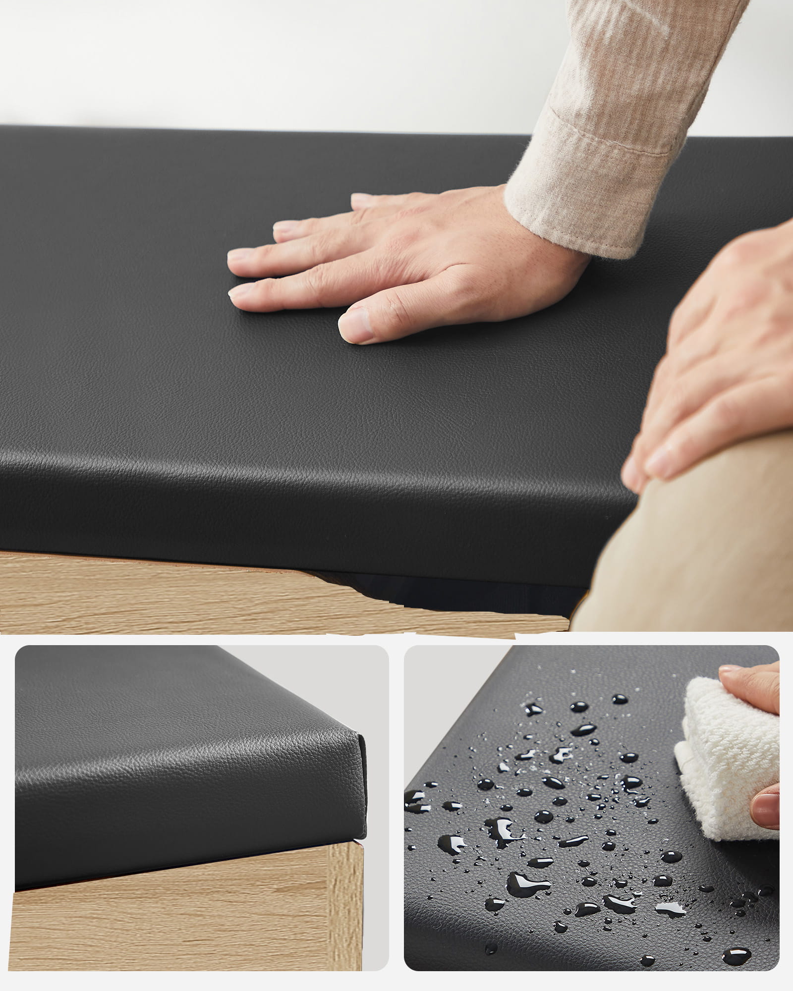 Scarpiera Valora con seduta e contenitore - Sonoma Black PU