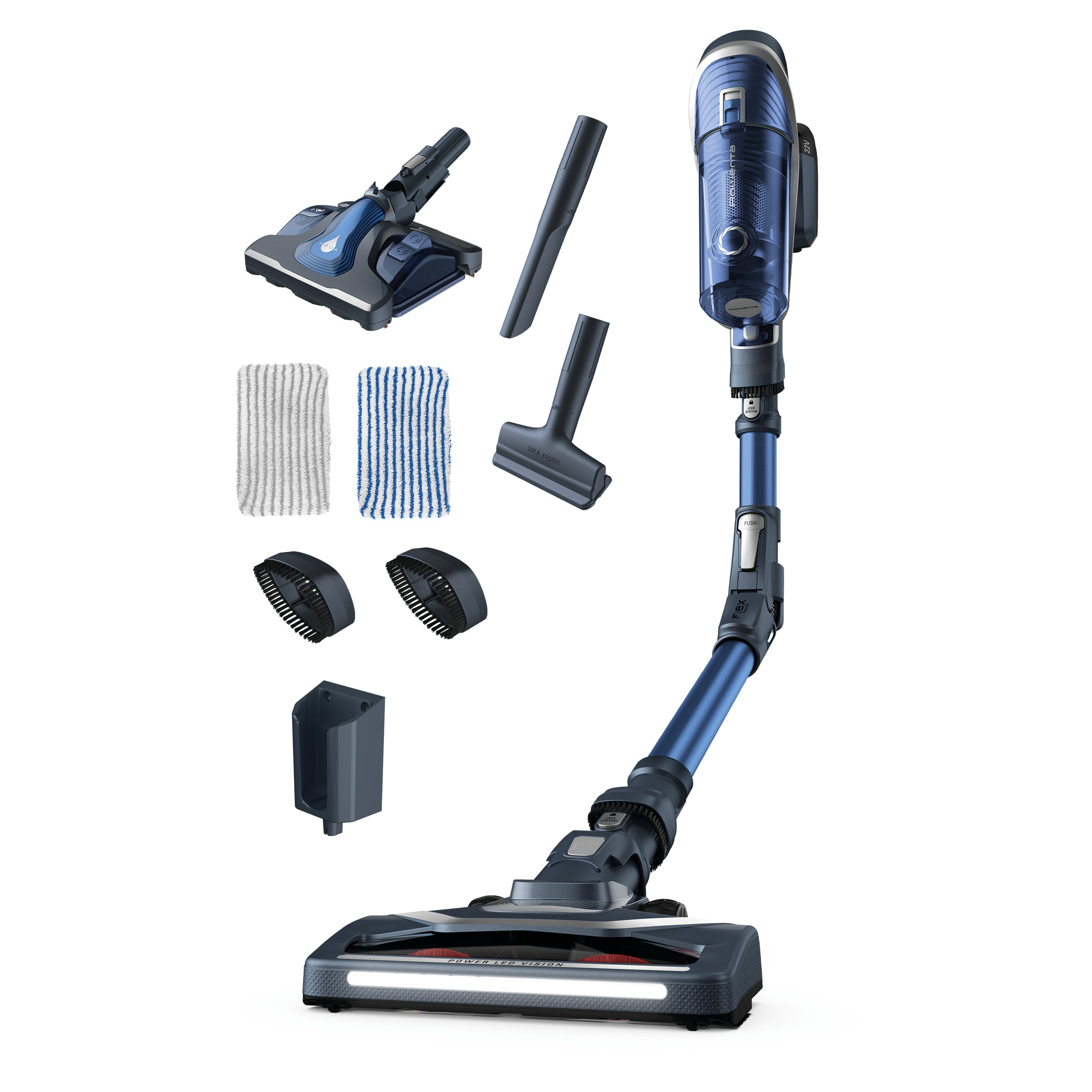 Rowenta x-force rh9680 aspirapolvere a bastone 2 in 1 batteria secco senza sacchetto 185 w blu, grigio - ROWRH9680