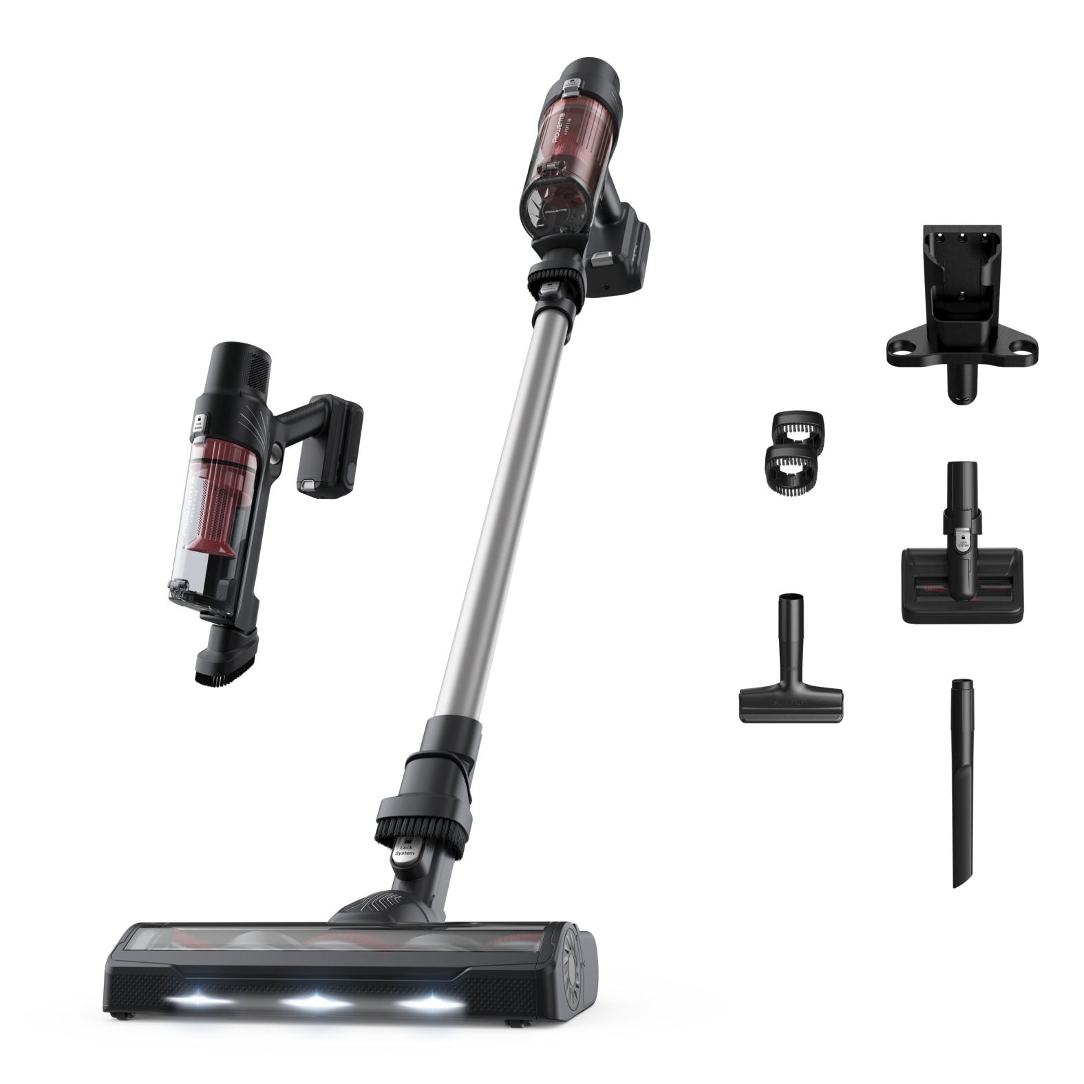 Rowenta rh6a71 aspirapolvere a bastone 2 in 1 batteria secco senza sacchetto alluminio, rosso