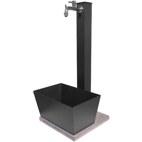 Fontana da Giardino con Rubinetto Vaschetta e Base Antracite Made in Italy 42/QVR