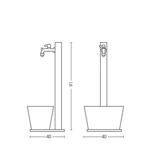 Fontana da Giardino con Rubinetto Vaschetta e Base Antracite Made in Italy 42/QVR