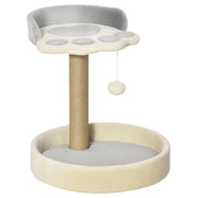 Tiragraffi per Gatti con Lettini, Corda in Juta e Peluche, 41x41x44 cm, Grigio e Beige