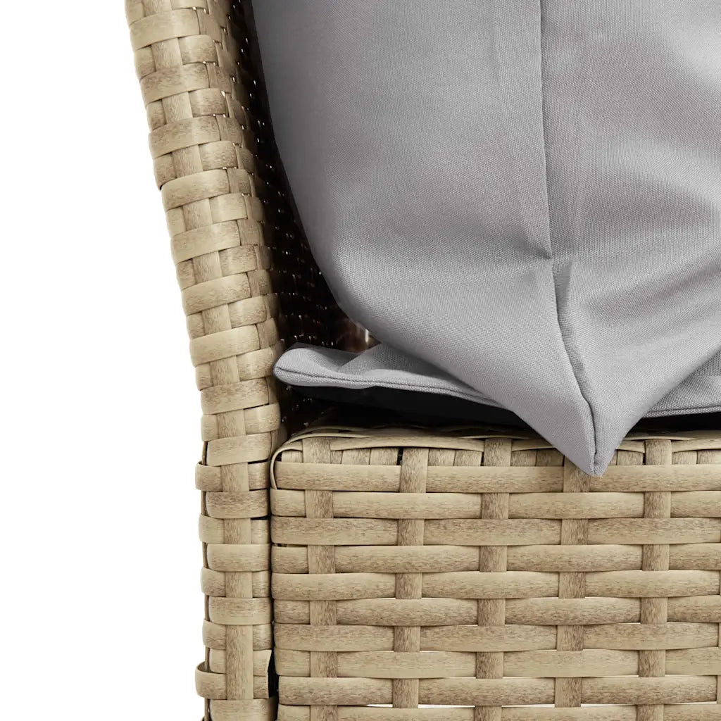 Divano da Giardino con Cuscini in Polyrattan Beige
