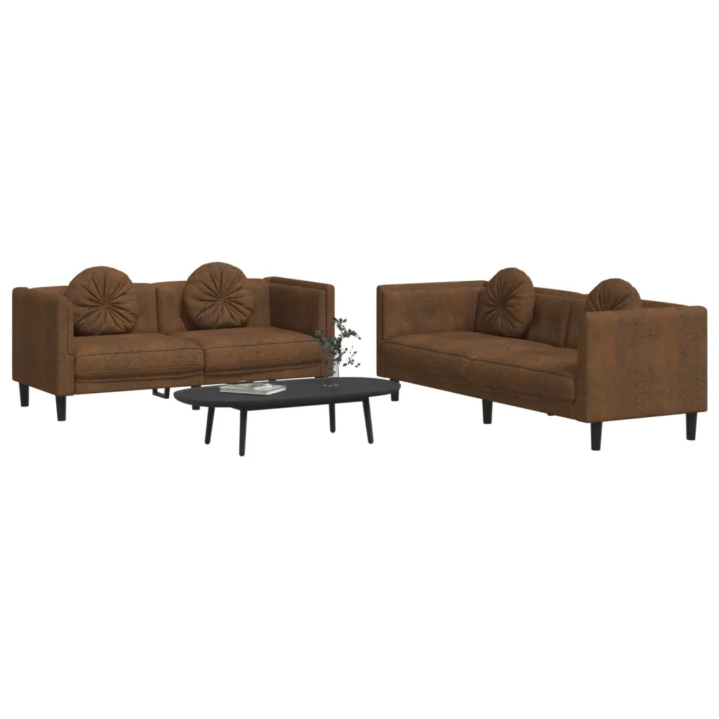 Set di Divani 2 pz con Cuscini Marrone in Velluto 3209266