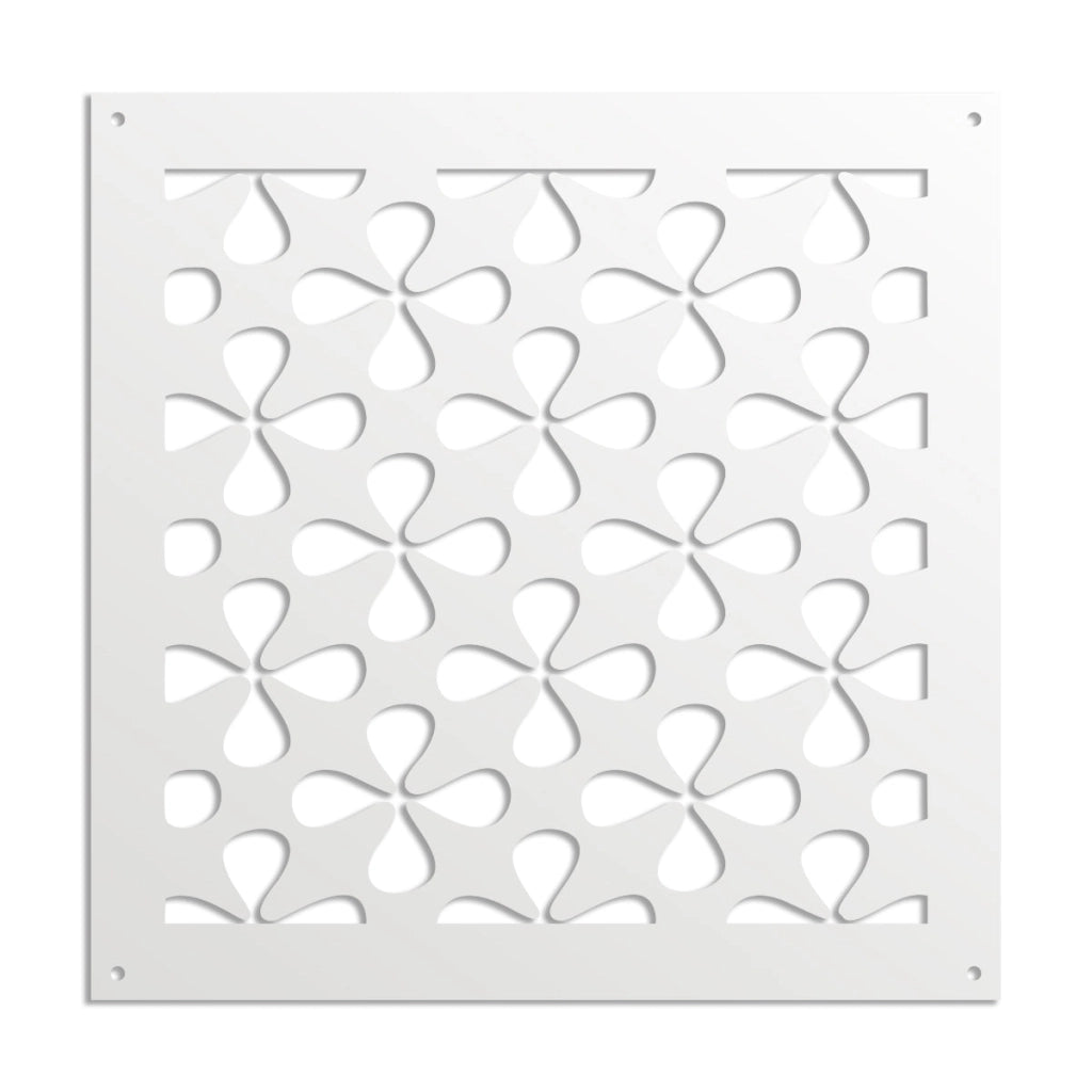 QUADRIFOGLIO - Pannello in PVC traforato - Parasole Colore: bianco, Misura: 98x98 cm
