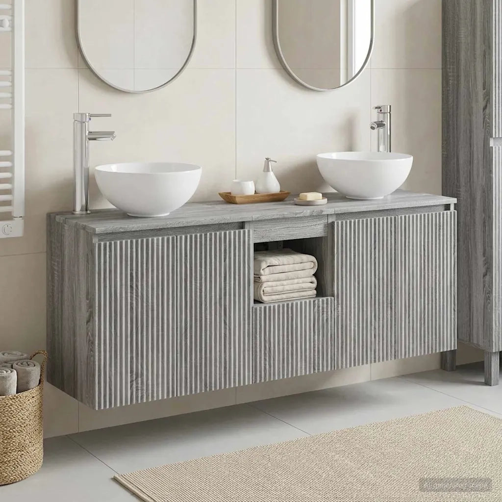 Set di Armadi da Bagno 3 pz Sonoma grigio 49,5 x 41 x 64,5 cm 3405633