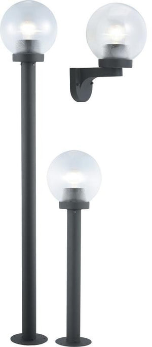 LAMPIONE SERIE GLOBO 4 PZ. IN ALLUMINIO NERO 60W ALTEZZA CM.120