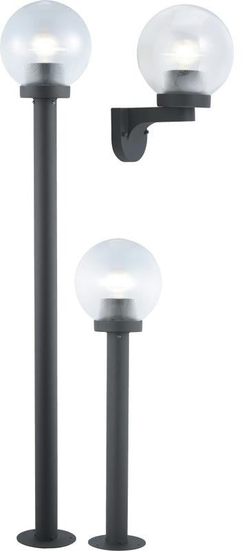 LAMPIONE SERIE GLOBO 4 PZ. IN ALLUMINIO NERO 60W ALTEZZA CM.120