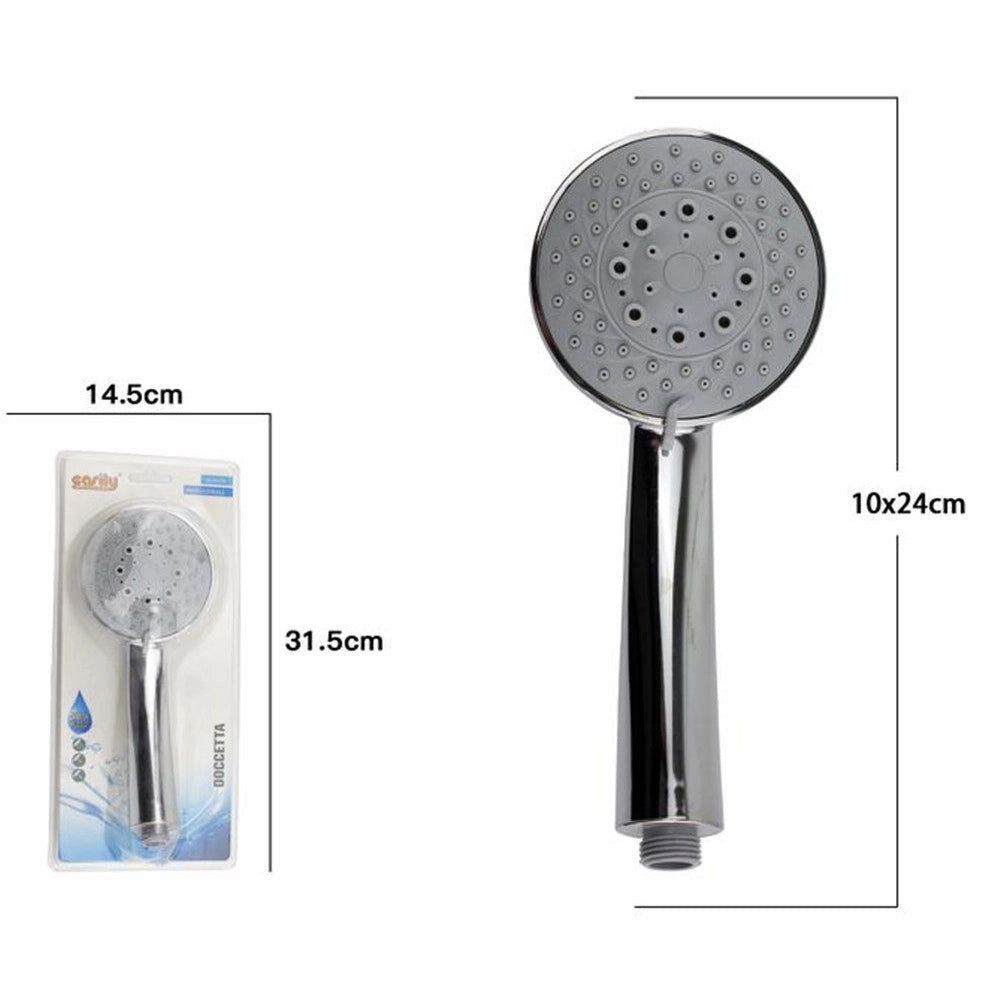 Trade Shop - Soffione Doccia Doccetta Multigetto Doccino Rotondo Moderno Bagno 10x24cm 69052 -