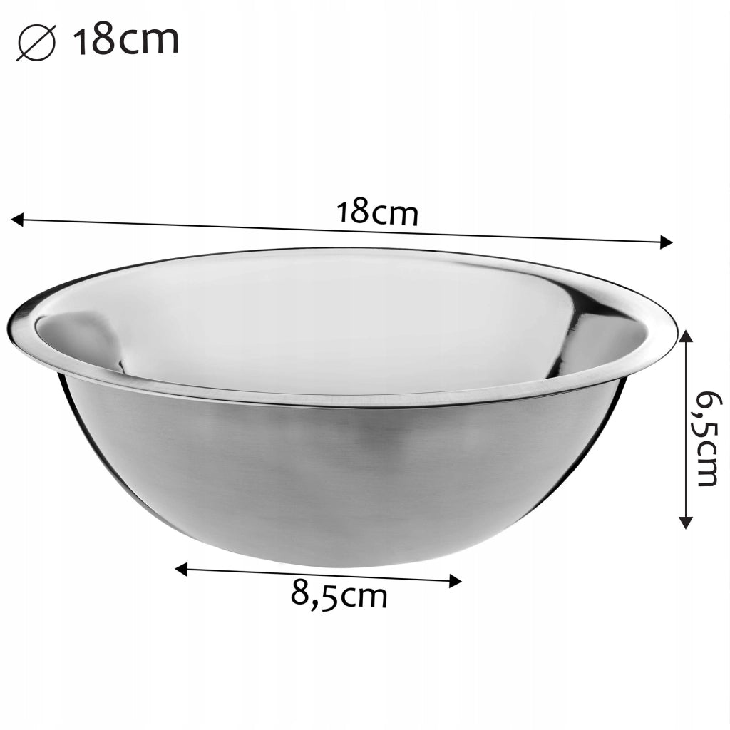 Ciotola da cucina KADAX rotonda in acciaio inox da 18 cm per insalate e cottura