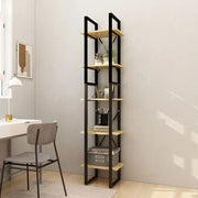 Libreria a 5 Ripiani-Scaffale per Libri-Mobile di Stoccaggio Marrone 40x30x175 cm in Legno di Pino