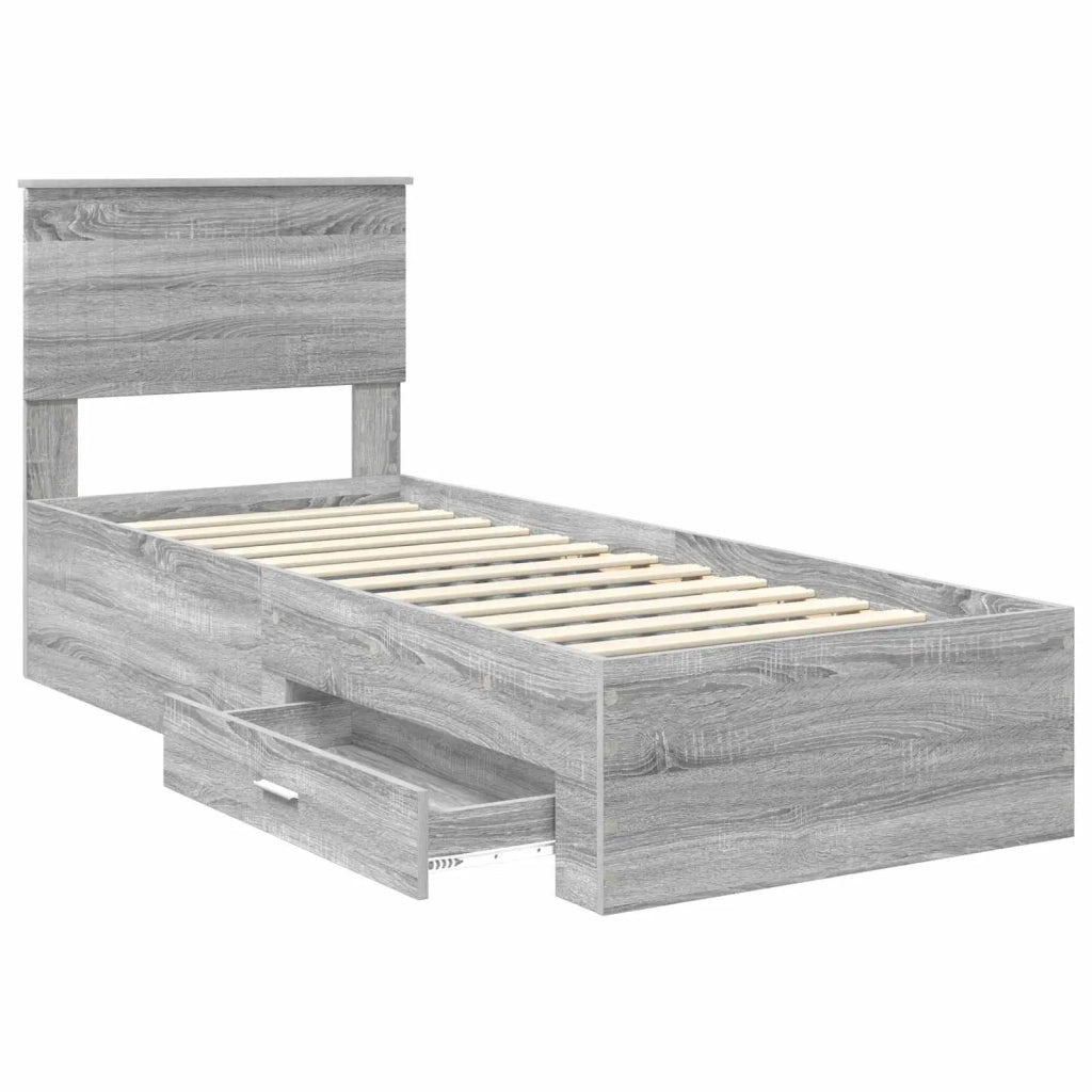 Struttura del letto-Giroletto Grigio Sonoma e Argento 75 x 190 cm 668975