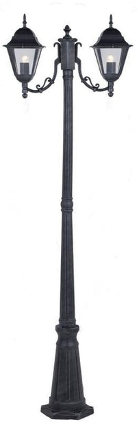 LAMPIONE 2 BRACCI NEW YORK ALTEZZA CM.200 ALLUMINIO PRESSOFUSO VERNICIATO GRIGIO GHISA 60W