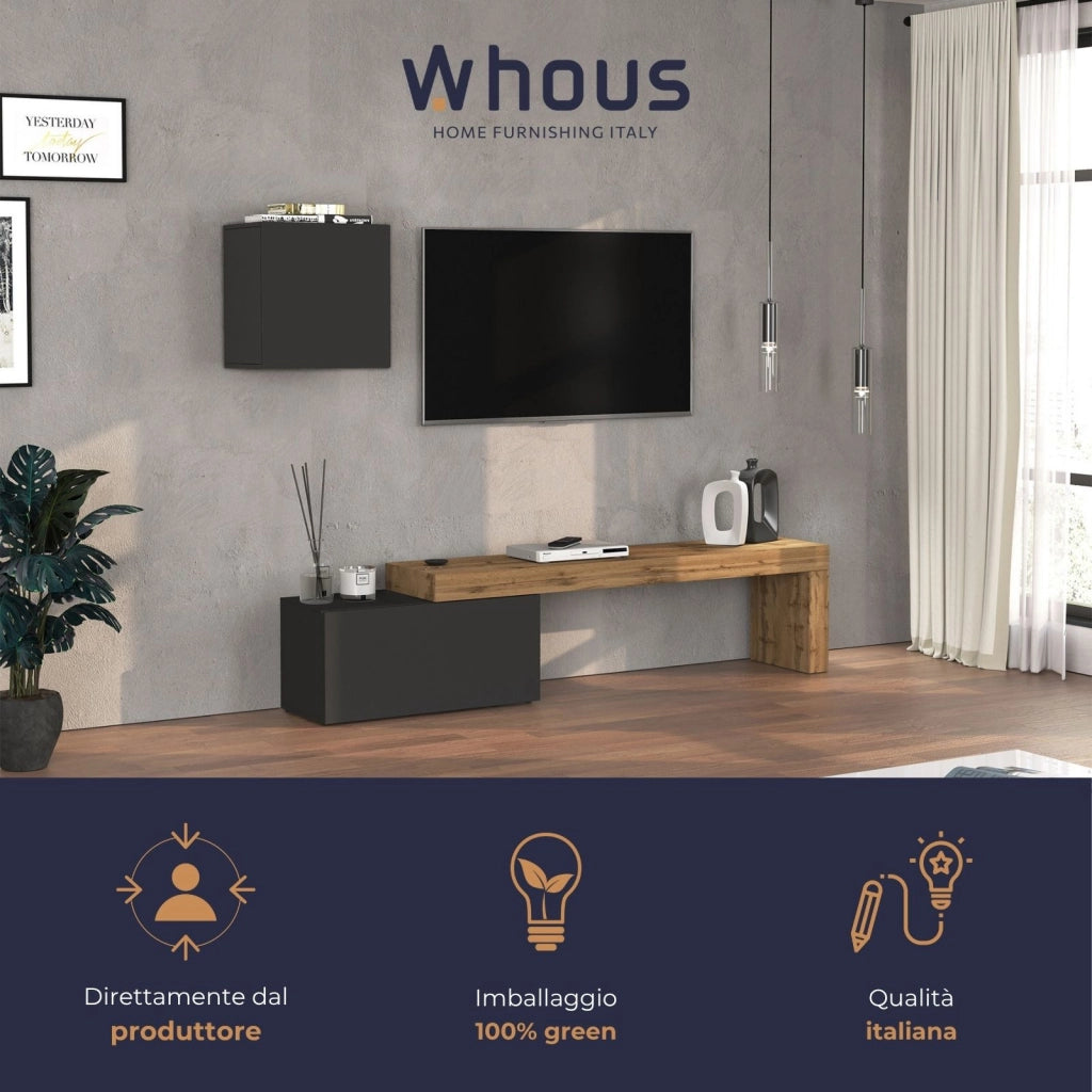 WHOUS Parete attrezzata Chronos set soggiorno antracite opaco e rovere 180/260x40 cm
