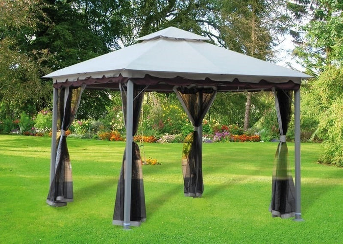 GAZEBO ACCIAIO DOHA CM.300X300X270H CON TELI ZANZARIERA ARREDO GIARDINO