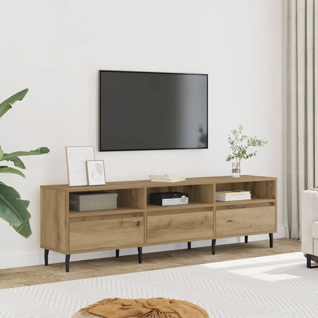 Mobile Porta TV-Mobile per TV-Credenza TV Rovere Artigianale 150x30x44,5 cm Multistrato 525247