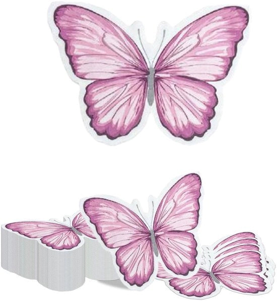 Serviette da tavola in forma di farfalla rosa, 40 pezzi, carta 2 strati, 24x24cm, decorazione da tavola, serviette da festa