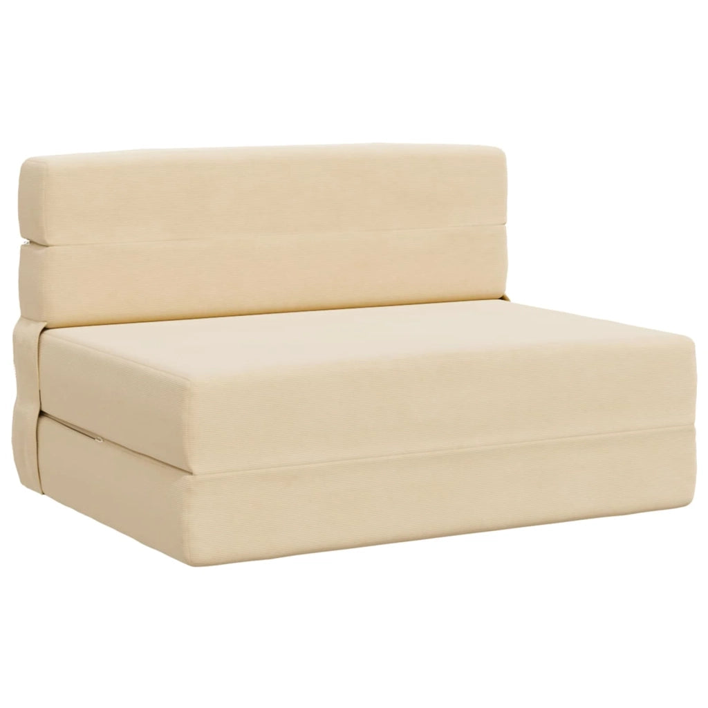 Divano Letto Pieghevole Crema 100 x 80 x 60 cm Tessuto 900116
