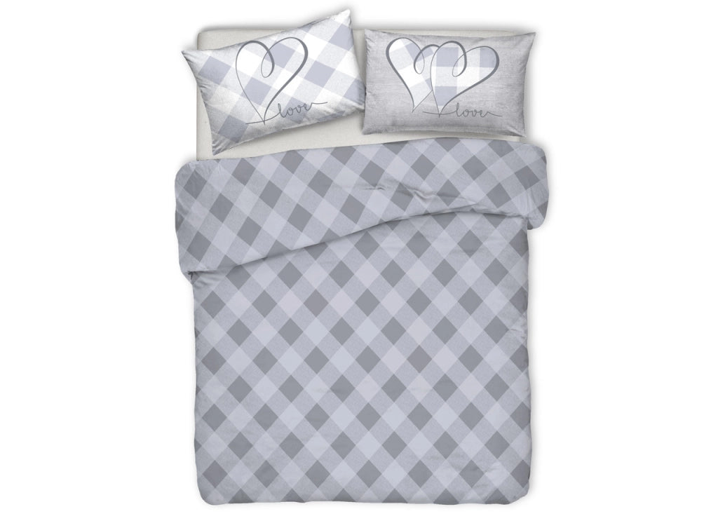Copriletto Piquet Primavera Estate 100% Cotone Disegno Lovely Check - Singolo - Grigio