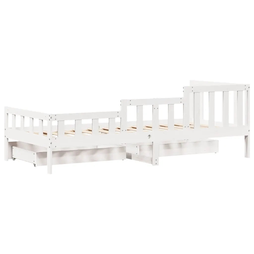 Dormeuse con Cassetti Bianca 80x200 cm Legno Massello di Pino
