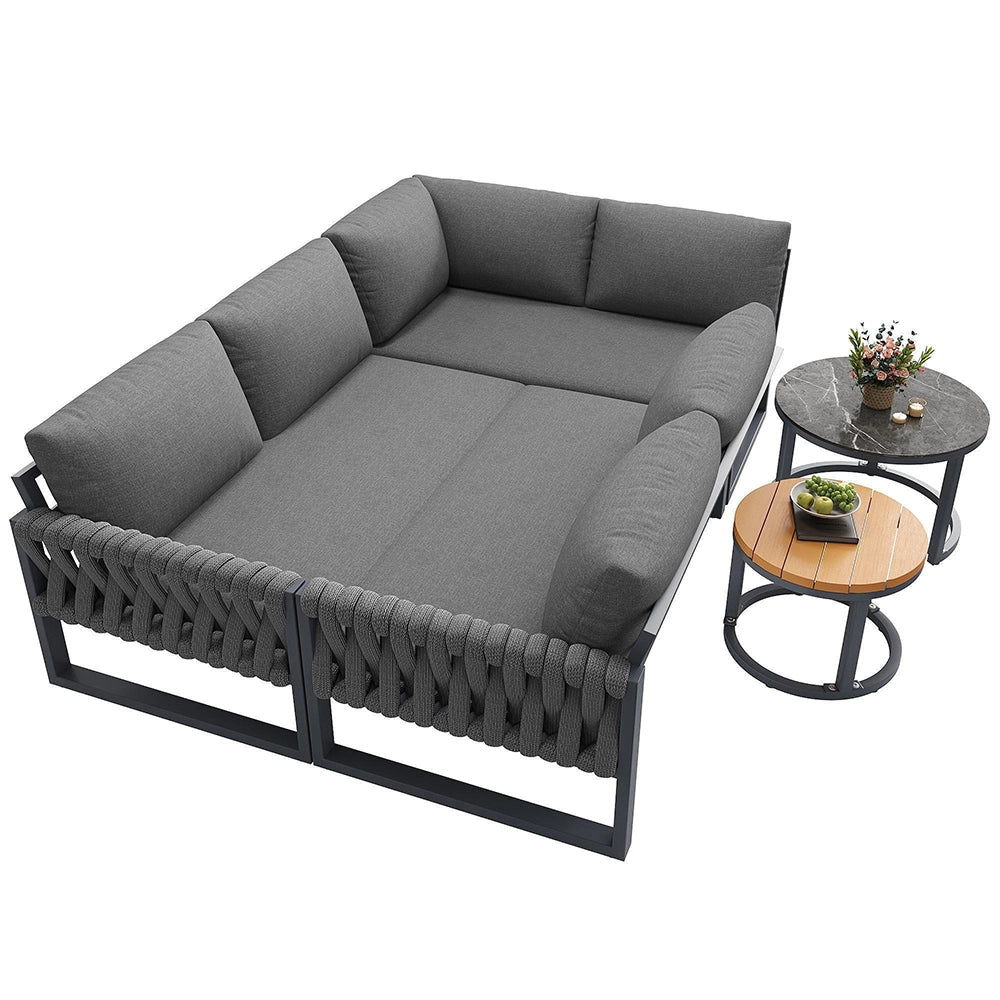 Set da giardino modulare - Xylo - Piedi regolabili cuscini impermeabili amovibili per 5-6 persone