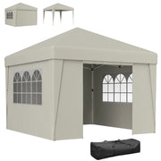 Tendone da giardino pieghevole 3x3x2.75m ¨C zephmum ¨C crema con finestre e pareti laterali
