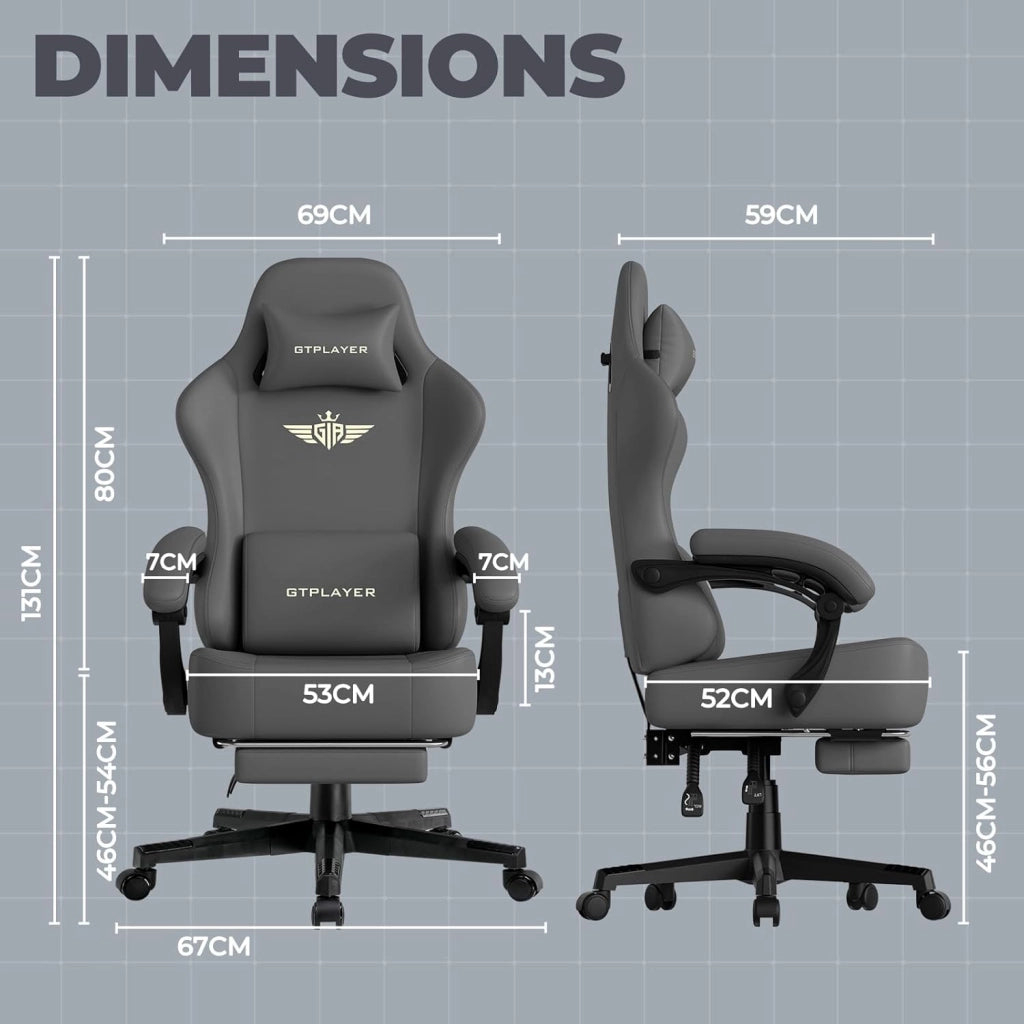 Sedia da gioco, traspirante, sedia da ufficio, ergonomica, in tessuto di alta qualità, ergonomica, schienale regolabile a 160°, poggiapiedi estraibile,carico 180 kg,grigio
