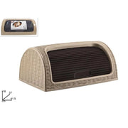 Trade Shop - Portapane Pane Crock Serrandina Grande Rotolo Contenitore Effetto Rattan Cappuccino -