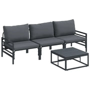 Set Divano da Giardino con cuscino 4 pz | Set Salotto da Giardino Nero Acciaio