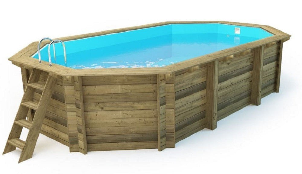 PISCINA OTTAGONALE IN LEGNO IMPREGNATO DIAMETRO CM.657X407X120H